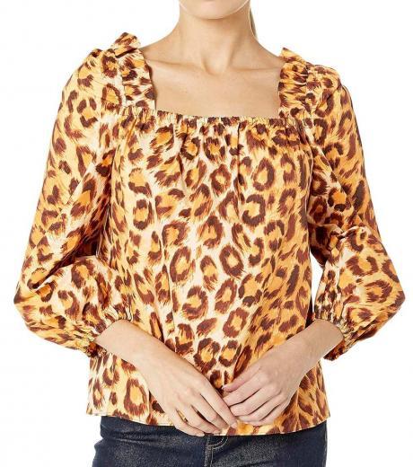 leopard print square neck top
