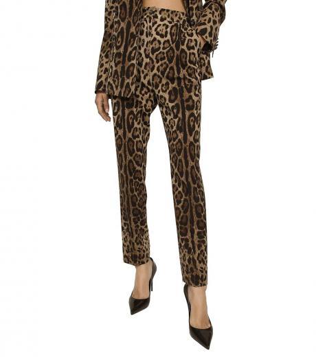 leopard print straight-leg pants