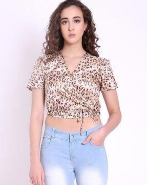 leopard print wrap top