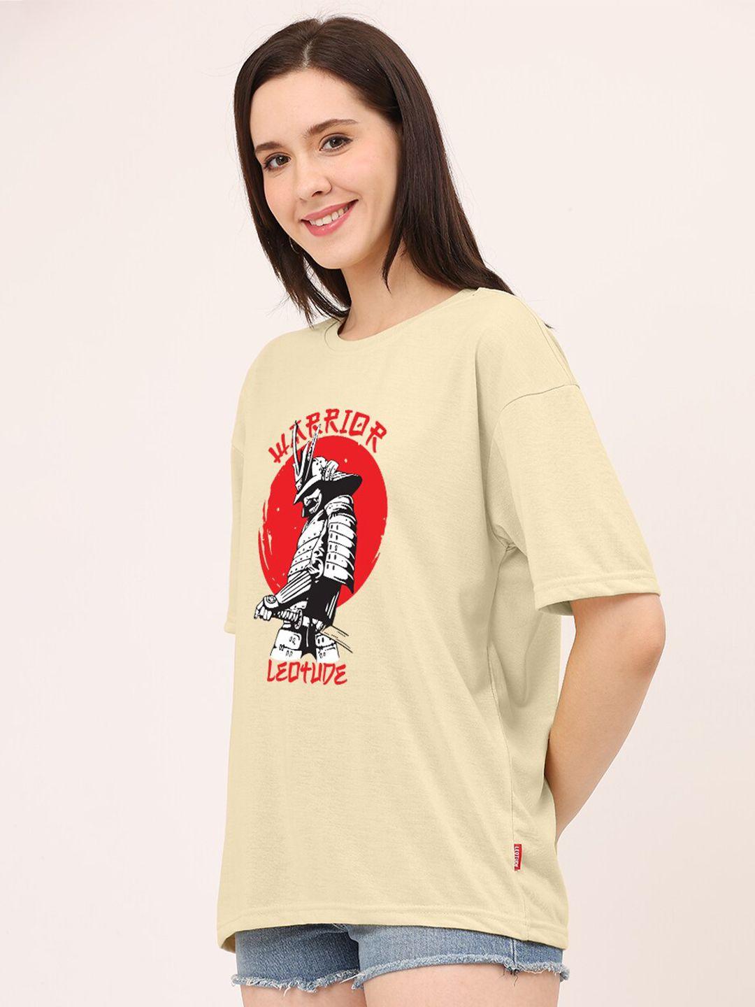 leotude graphic printed drop-shoulder sleeves oversized t-shirt