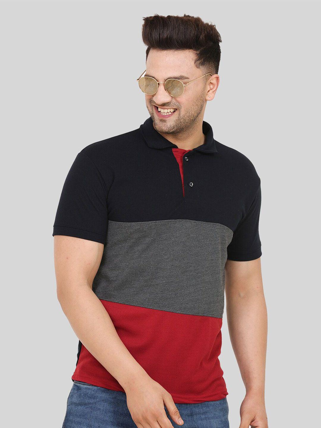 leotude colourblocked polo collar t-shirt