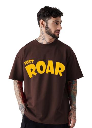 leotude men's cottonblend oversized half sleeve round neck tshirt (fs_49roar_p_brown_l)