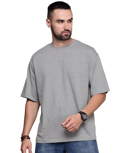 leotude men's oversized half sleeve round neck cottonblend tshirt (fs49_plain_ovr_p_grey_3xl)
