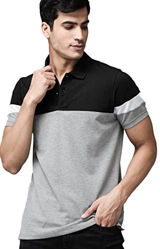 leotude men's regular fit polo t-shirt(p53_blkgry_p_grey_l)