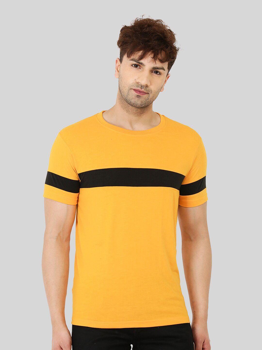 leotude men yellow high neck pockets t-shirt