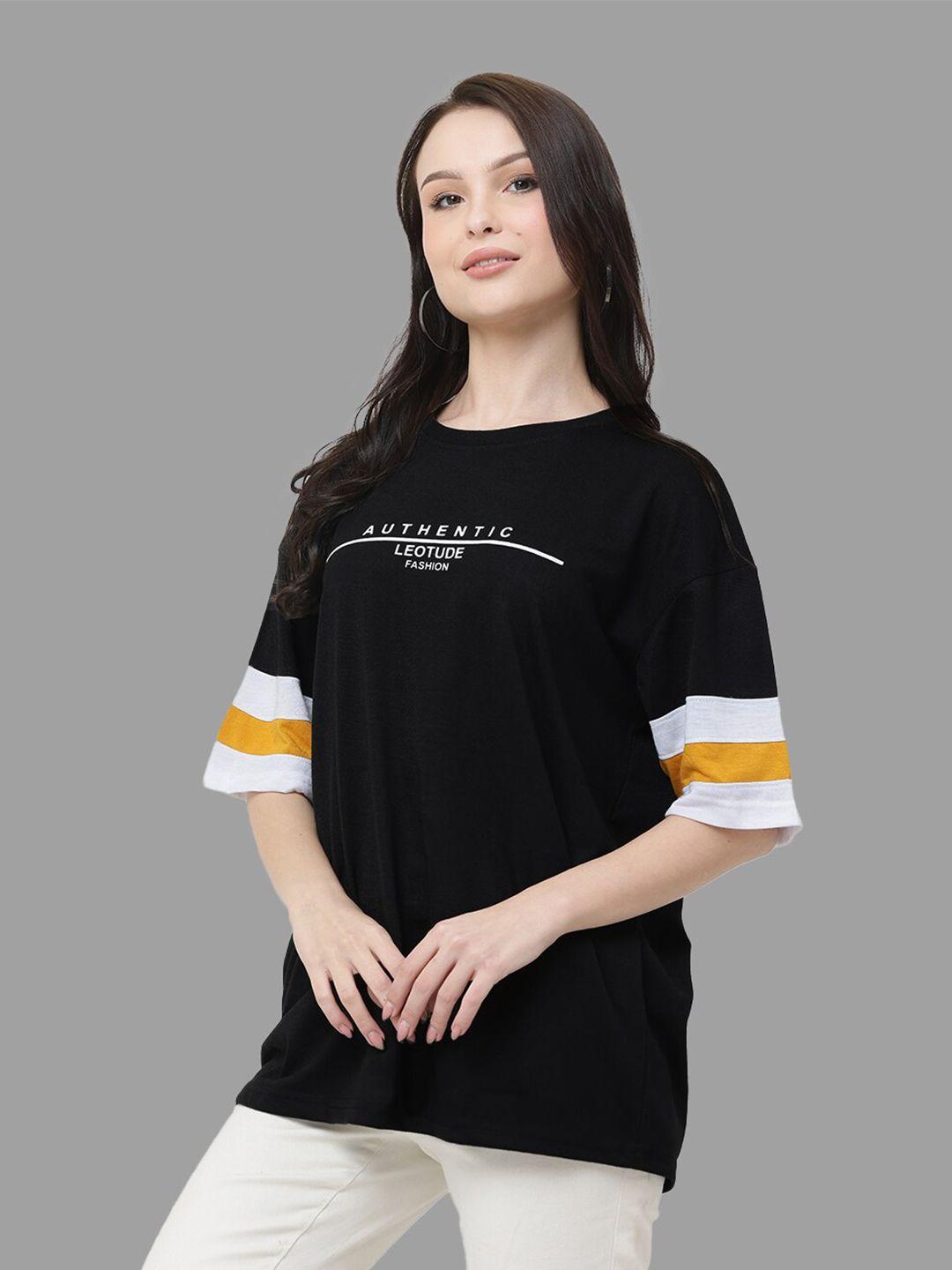 leotude typography printed drop-shoulder oversized t-shirt