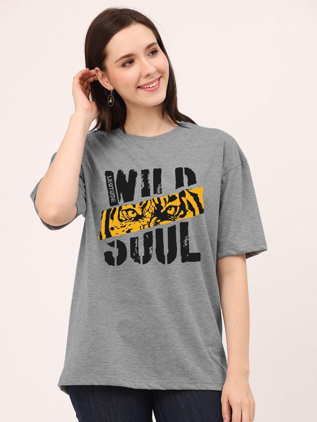 leotude women grey printed t-shirt