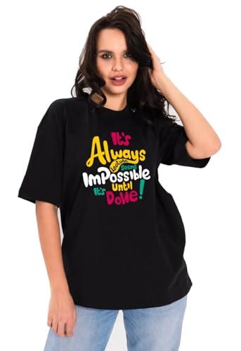 leotude womens oversized round neck cottonblend half sleeve t-shirts (grl_fs49_blk_impossible_p_zblack_m)