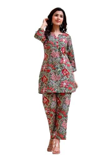 leriya fashion ethnic kurta co ord set for women(l, green)