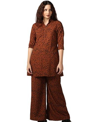 leriya fashion kurta pant set for women|ethnic co ord set |regular wear kurta pant set for women |casual kurti set |office wear kurta set for women |rayon kurti set (3x-large, brown) lf-k-w1708&tr805