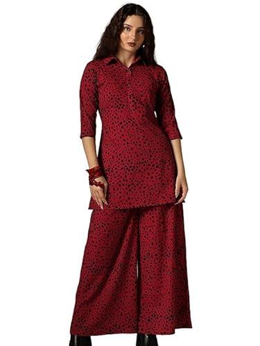 leriya fashion kurta pant set for women || ethnic co ord set || regular wear kurta pant set for women || casual kurti set || office wear kurta set for women || rayon kurti set (xx-large, red)