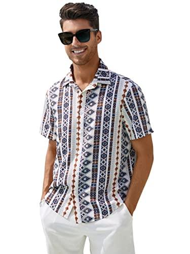 leriya fashion shirt for men || rayon abstract printed men's shirt || short sleeves hawaiian beach shirt || perfect for camp || summer wear shirt for boys || gift for men (large, blue) lf-ms-6075