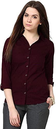 leriya fashion women's corduroy button down pocket shirts casual long sleeve oversized blouses tops | (x-large, red)