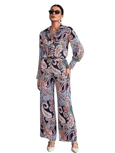 leriya fashion women's ethnic co ord set || paisley printed co-ord set for women || long straight shirt kurta with pant set for women || gift for women || fancy kurta set (large, blue)