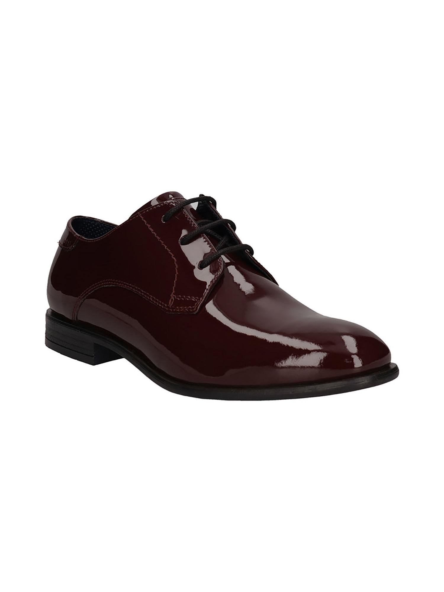 lero comfort maroon leather mens derby shoes