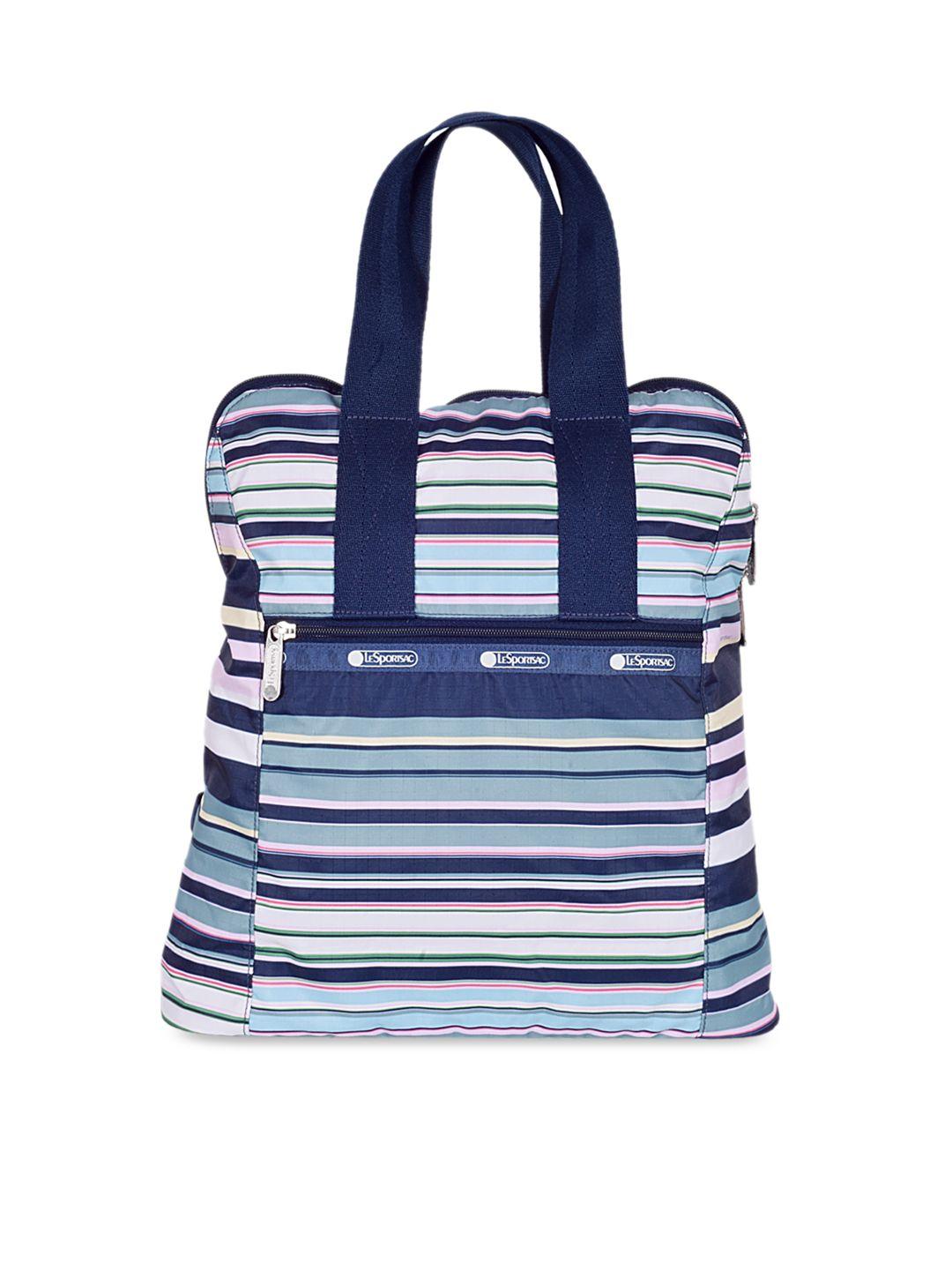 lesportsac women navy blue & white striped backpack