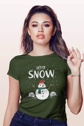 let it snow round neck womens t-shirt - green