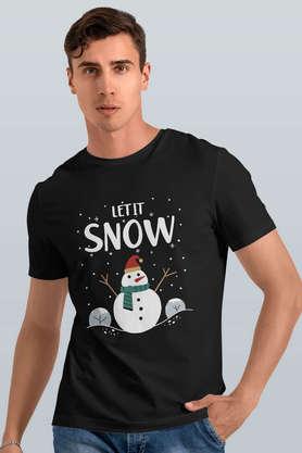 let it snow round neck mens t-shirt - black