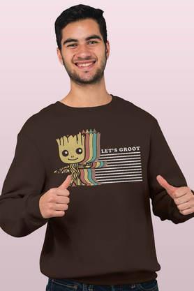 lets groot round neck mens sweatshirt - brown