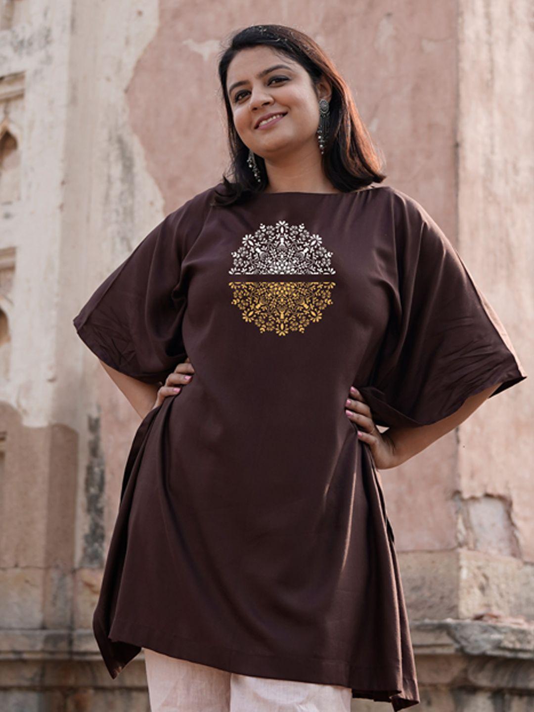 letsdressup flared sleeves ethnic printed detail kaftan kurta