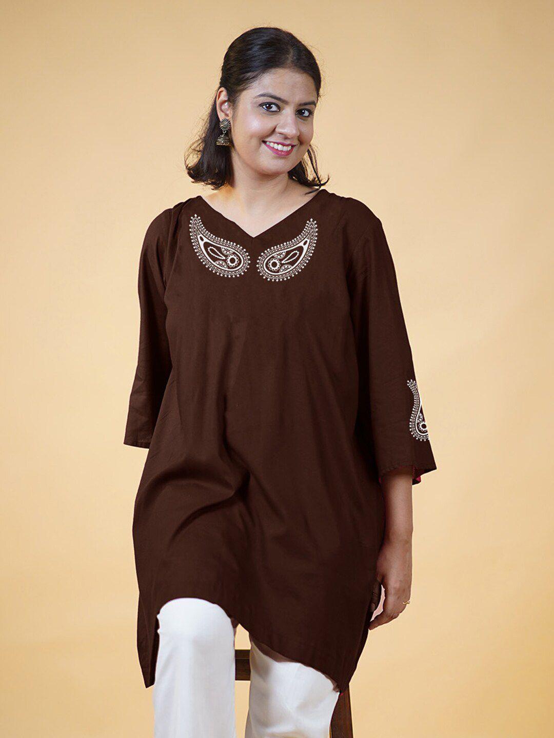 letsdressup ethnic motifs printed v-neck a-line kurta