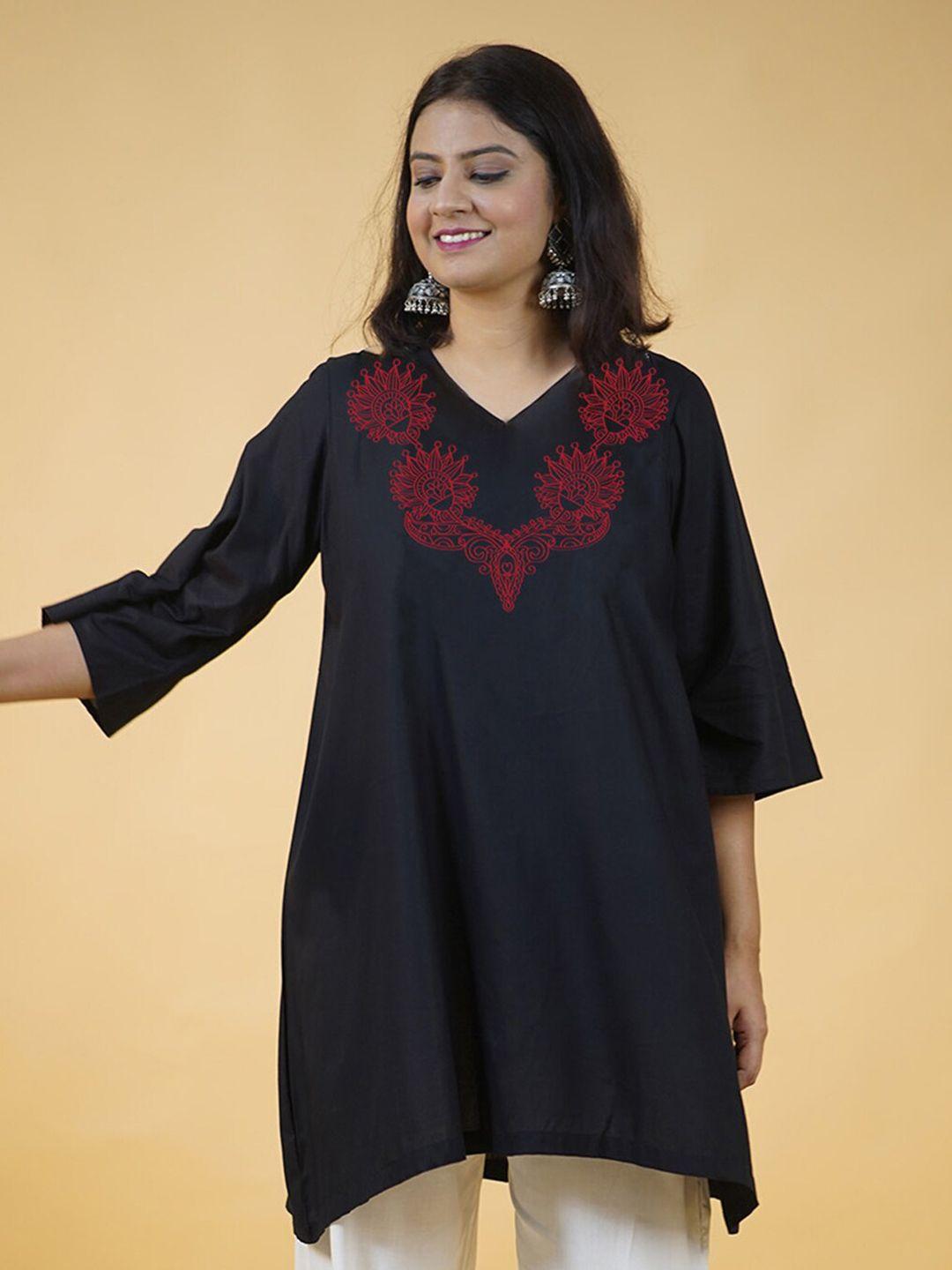 letsdressup floral printed v-neck a-line kurta