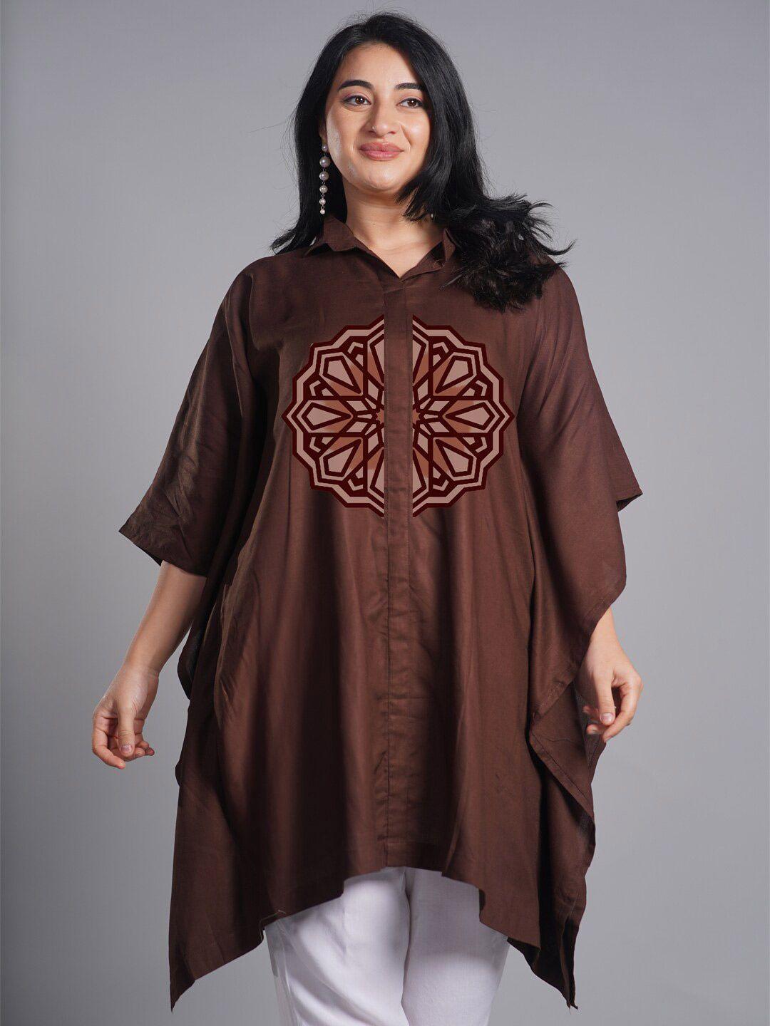 letsdressup mandala printed shirt collar kaftan kurti