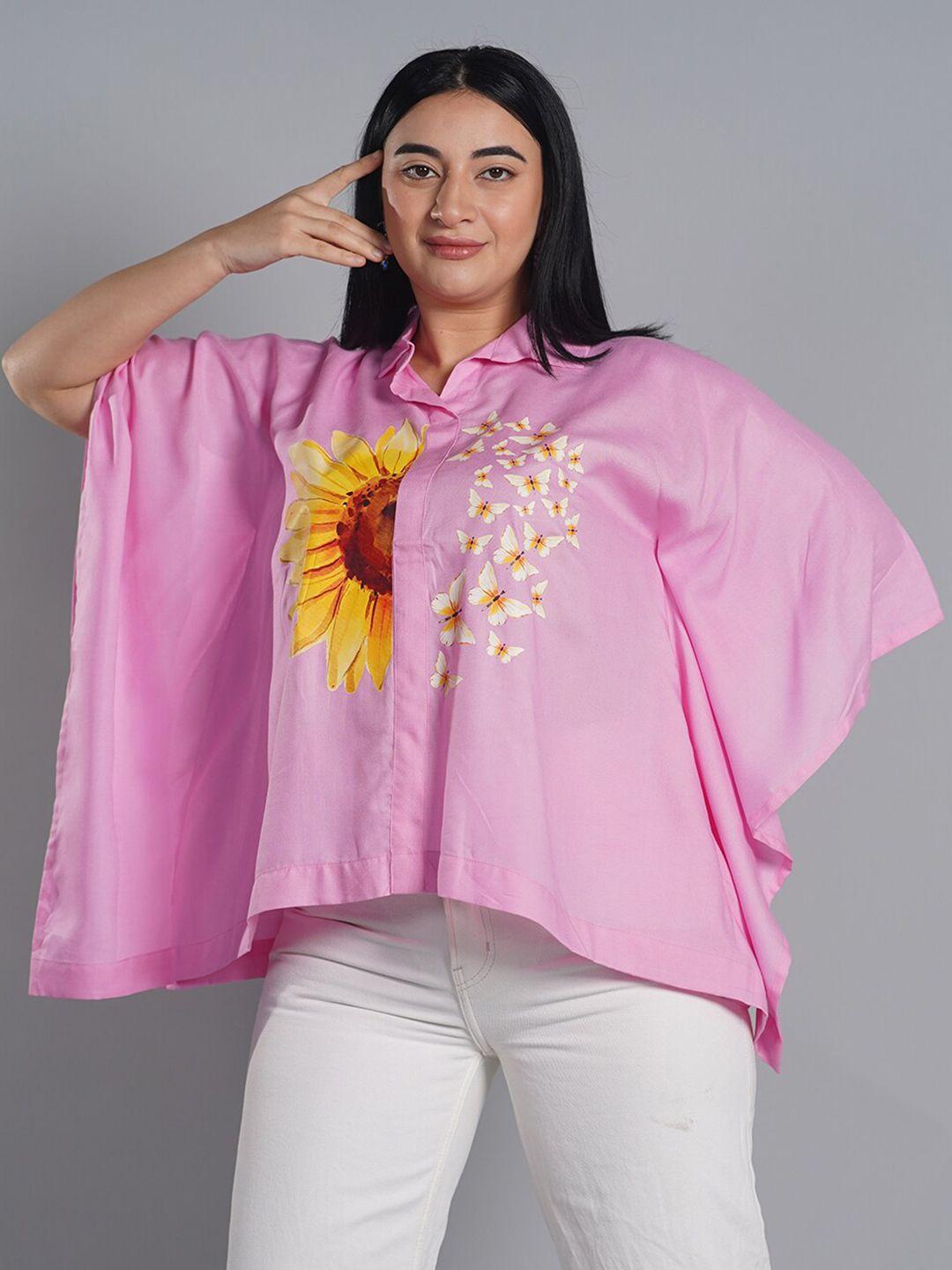 letsdressup pink print ethnic kaftan top