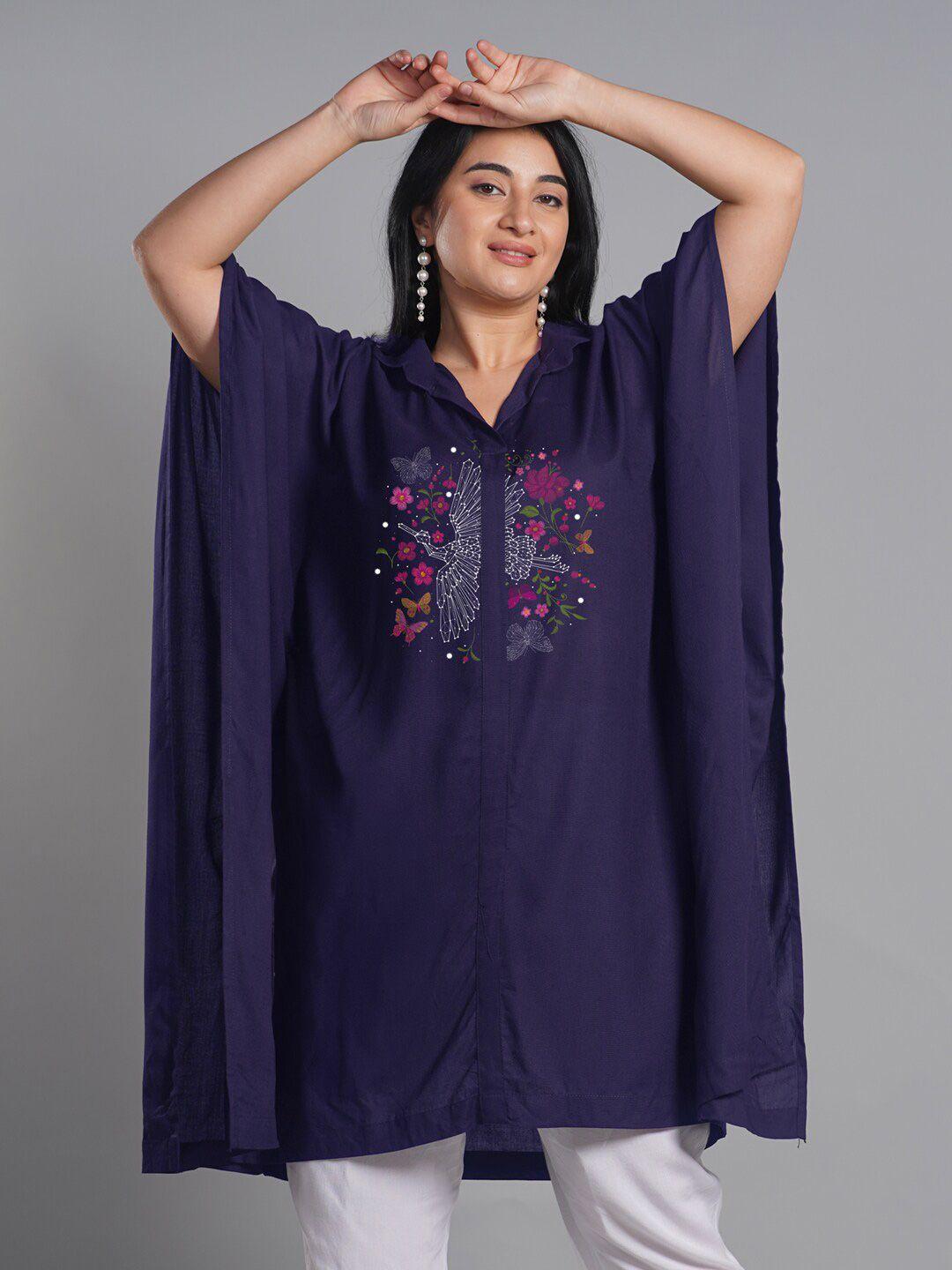 letsdressup women floral printed flared sleeves kaftan kurta