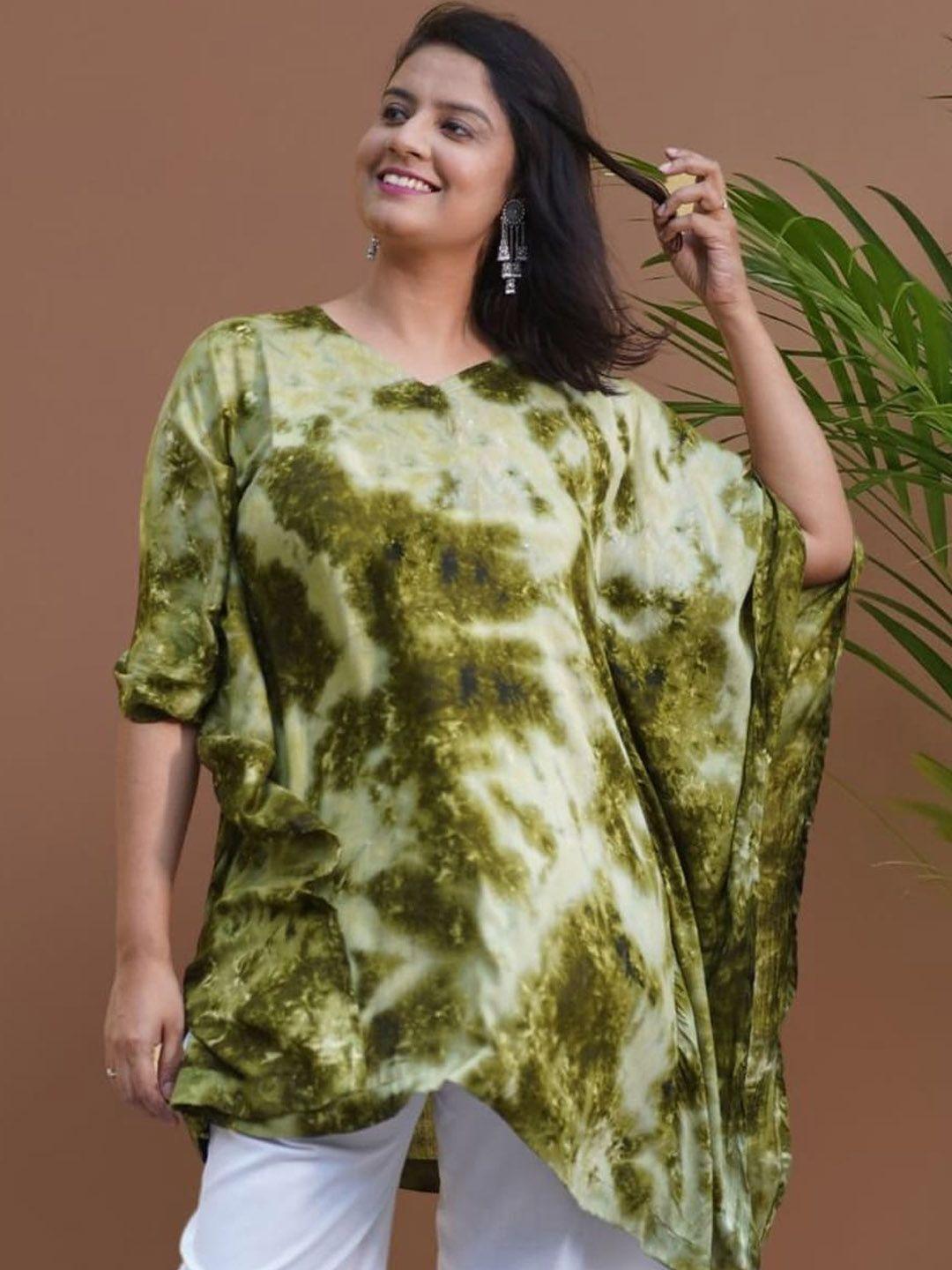 letsdressup women green dyed flared sleeves kurta