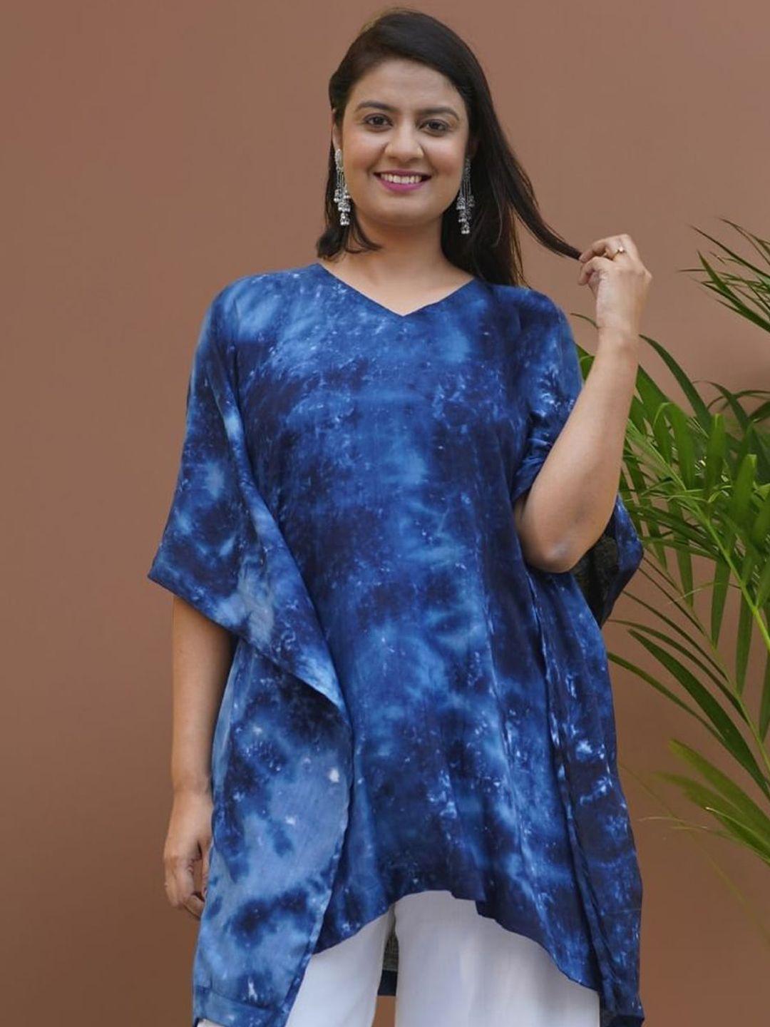 letsdressup women navy blue dyed flared sleeves kurta
