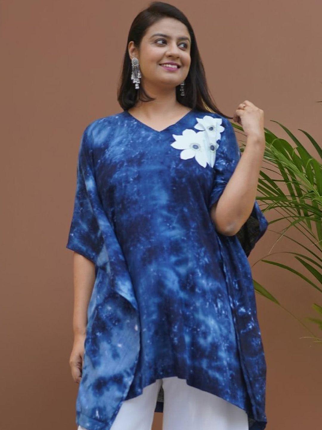 letsdressup women navy blue dyed kurta