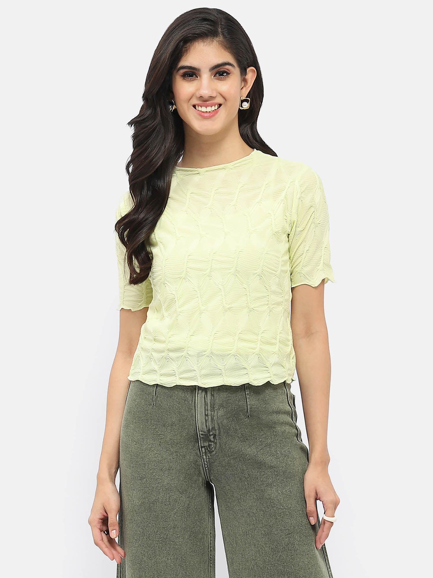 lettuce hem lime green crinkled top