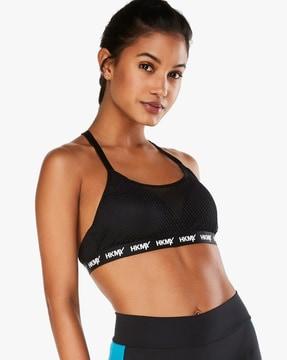 level 1 mesh bra with typography