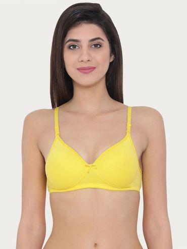 level 1 push up non-wired demi cup multiway bra in yellow cotton rich