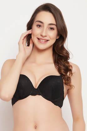 level-3 push-up underwired demi cup bra in black - lace - black