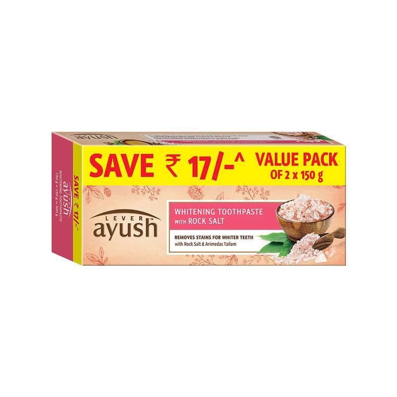 lever ayush whitening toothpaste with rock salt pack of 2 save rs 17