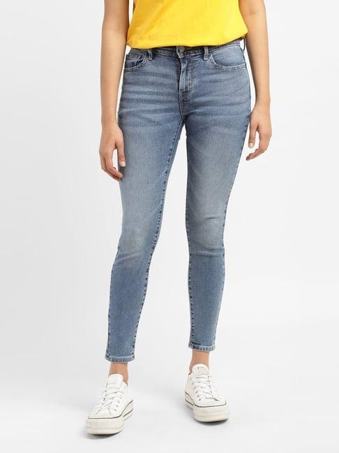 levi's 710 mid indigo cotton super skinny fit mid rise jeans