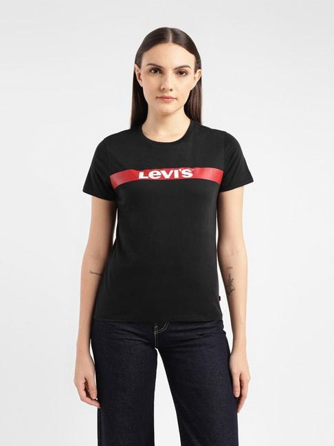 levi's black cotton graphic print t-shirt
