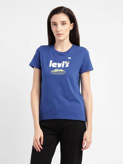 levi's blue cotton logo print t-shirt