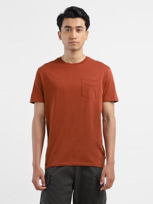 levi's brown cotton regular fit t-shirt