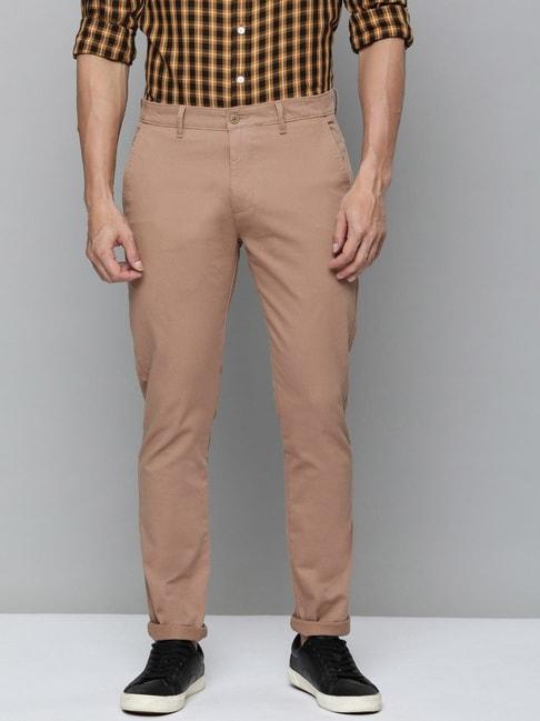 levi's brown cotton tapered fit chinos