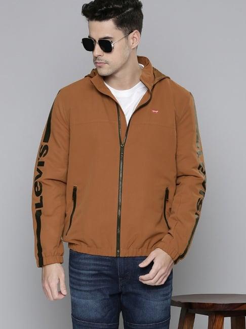levi's brown regular fit hooded jacket