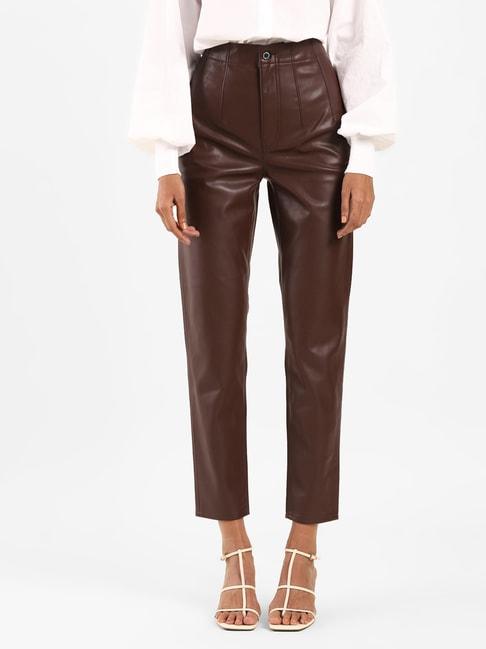 levi's brown tapered fit high rise trousers