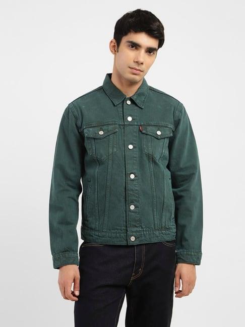 levi's green cotton regular fit denim jacket