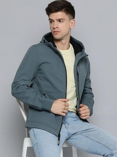 levi's grey regular fit hooded jacket