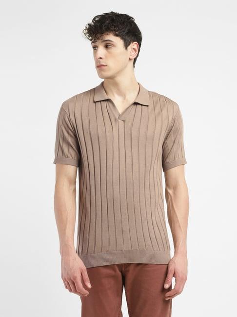 levi's khaki cotton slim fit self pattern sweater