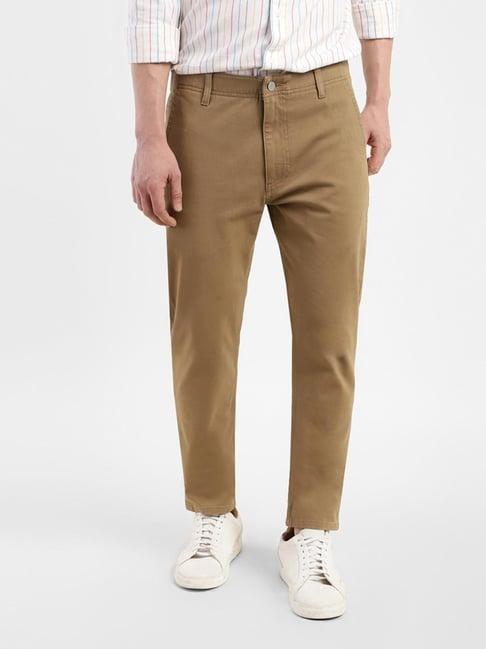 levi's khaki cotton slim fit trousers