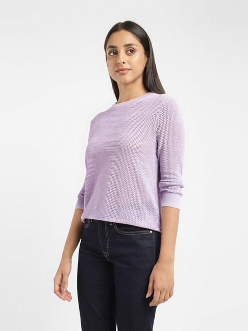 levi's lavender cotton self design sweater