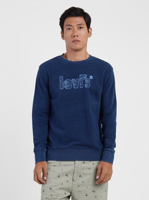 levi's mid indigo regular fit printed sweatshirts